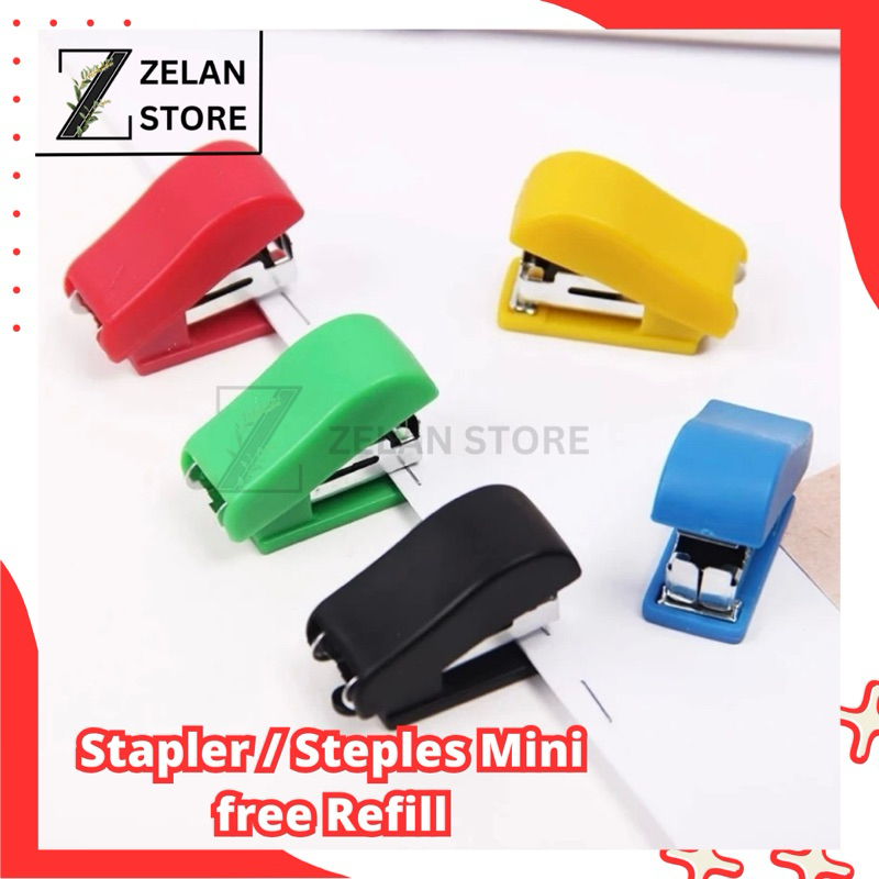 

Stapler Mini Free Refill Steples Cekrekan Penjilid Buku Kertas Bungkus Makanan Dengan Isi