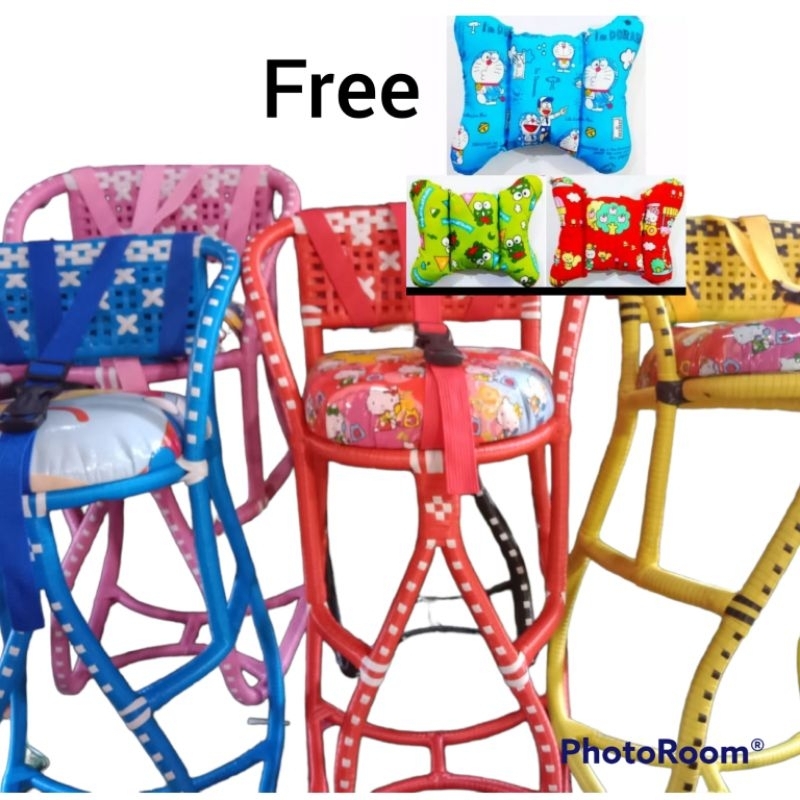 kursi boncengan anak rotan asli, kursi anak, kursi boncengan+sabuk+bantal setang, ,kursi mio,kursi m