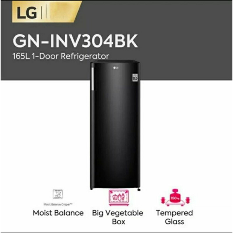 LG GN-INV304BK / SL Freezer Berdiri 1 Pintu 171 L Standing Freezer Kompresor Inverter Garansi Resmi 
