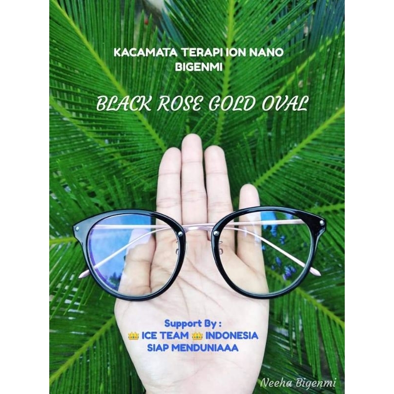 KACAMATA TERAPI KACAMATA ION NANO BIGENMI WARNA BLACK ROSE GOLD OVAL