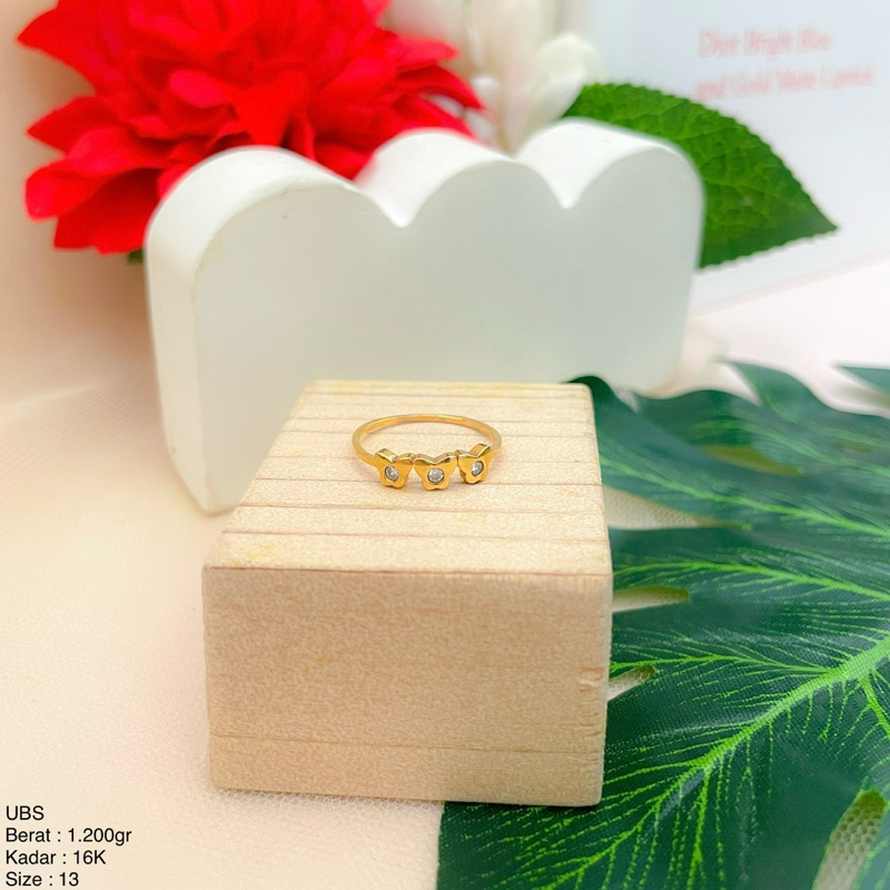 Perhiasan Cincin Emas Kupu Kupu Fashion UBS 16k / 700