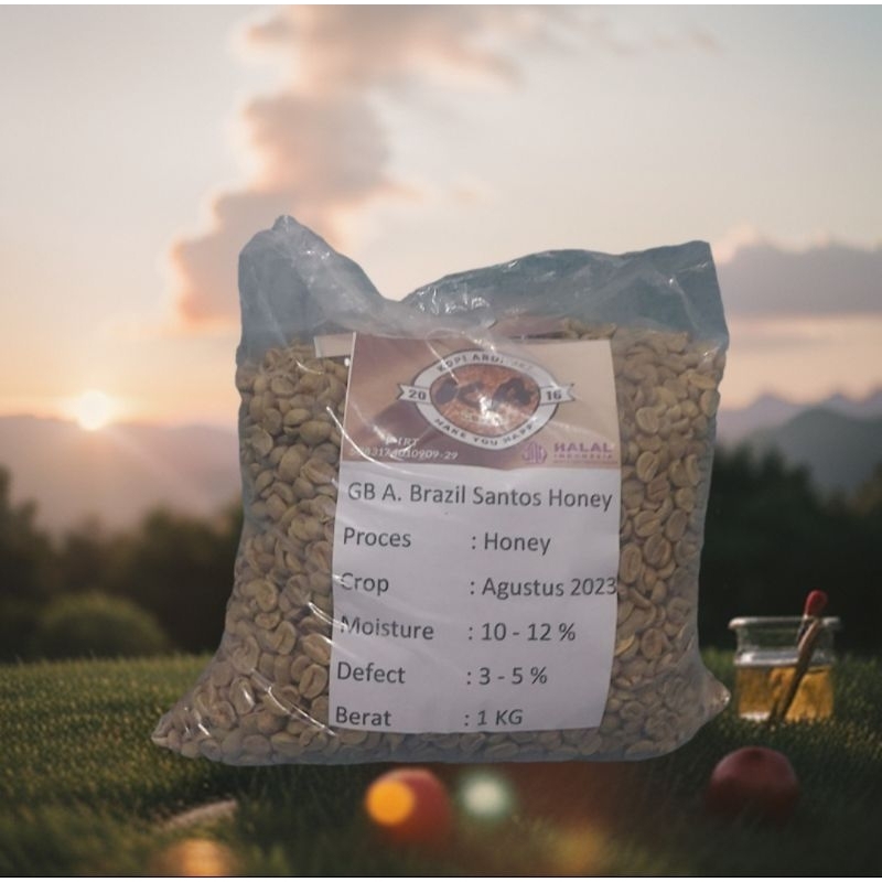 

PROMO en Bean(GB)/Biji Kopi Mentah Arabica Brazil Santos Gram / 1Kg