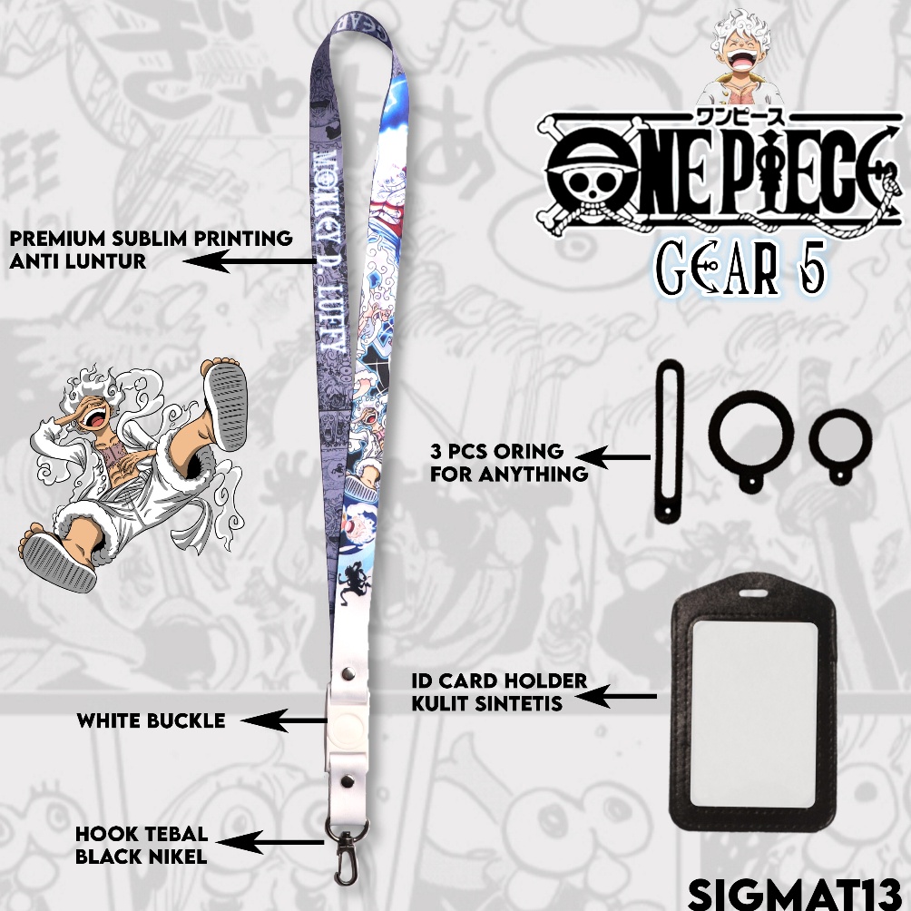 

ART O12A One Piece Gear 5 Lanyard Sigmat13 Gantungan id card Printing name tag