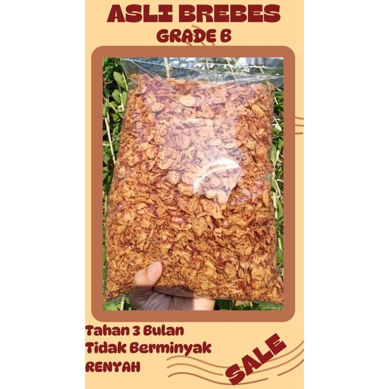 

1kg Bawang Goreng Asli Brebes Grade B 1kg brambang Goreng Asli Brebes Grade B premium bersih higenis