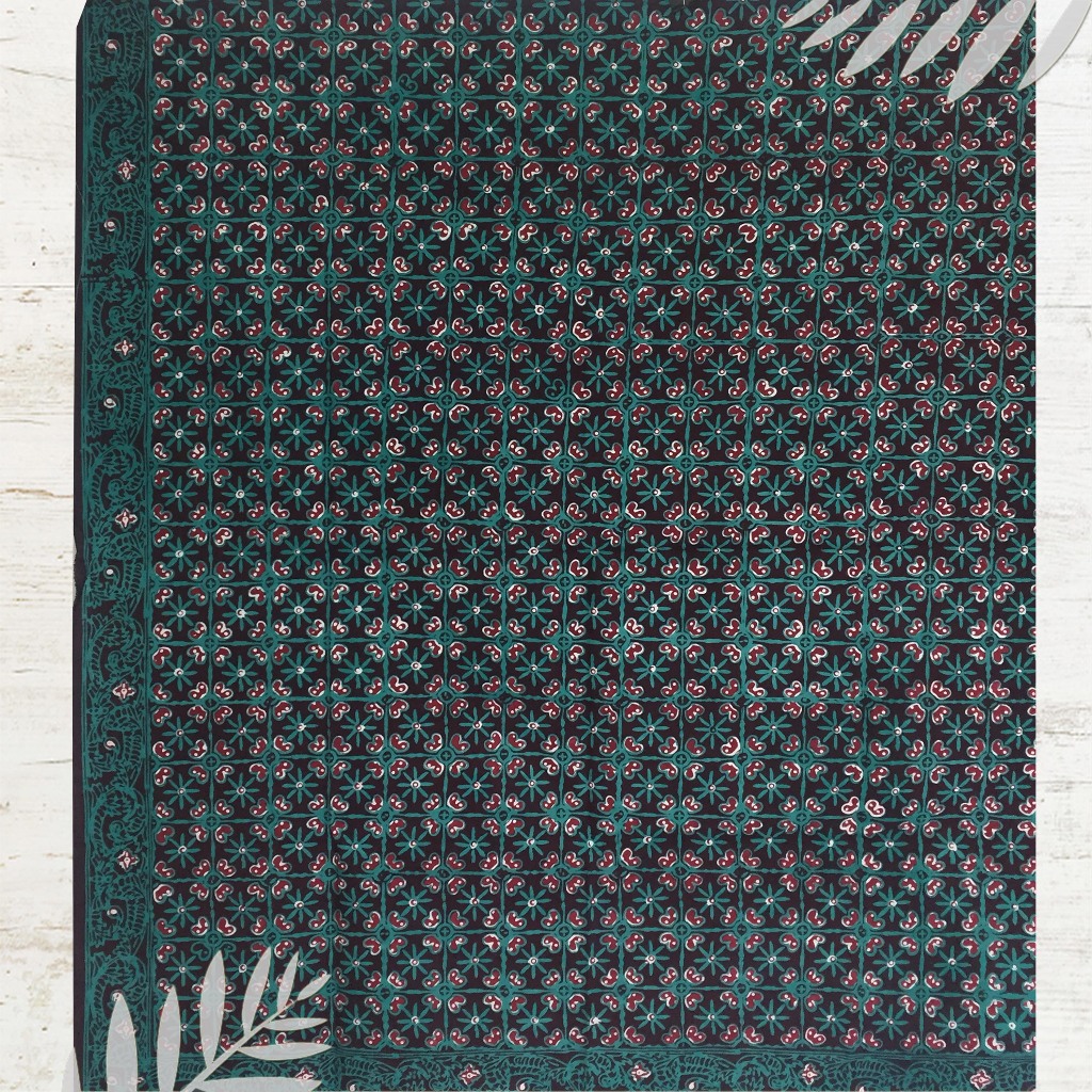 Batik jambi motif hijau box | dasar (Panjang.2m Lebar.105cm)