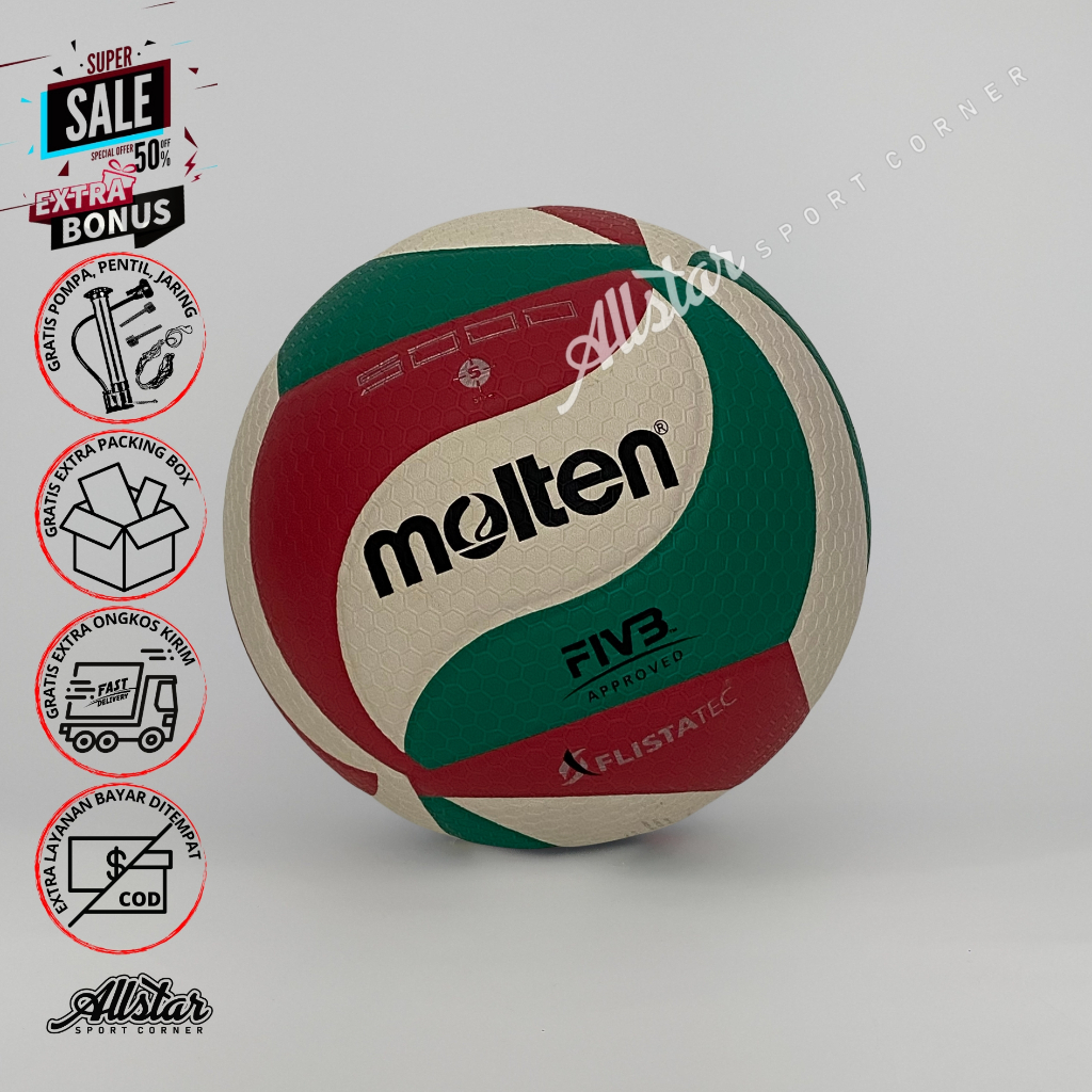 MOLTEN Bola Voli Volly Voly  ORIGINAL MOLTEN 5000 V5M bola voli MOLTEN ORIGINAL size 5