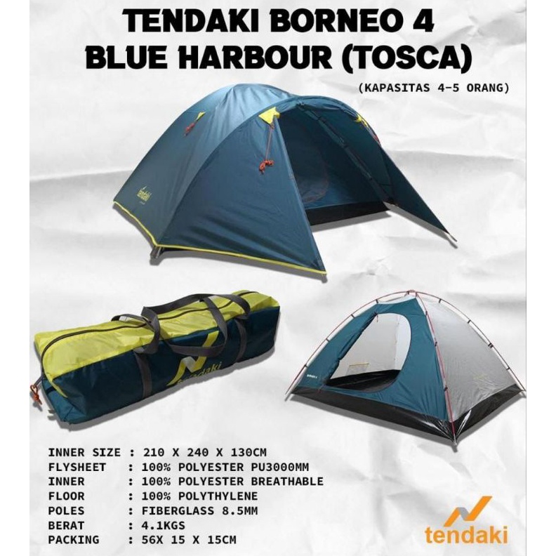 TENDA CAMPING TENDAKI BORNEO 4 TOSCA OUTDOOR ORIGINAL  TENDA KAPASITAS 4 ORANG  TENDA DOUBLE LAYER A