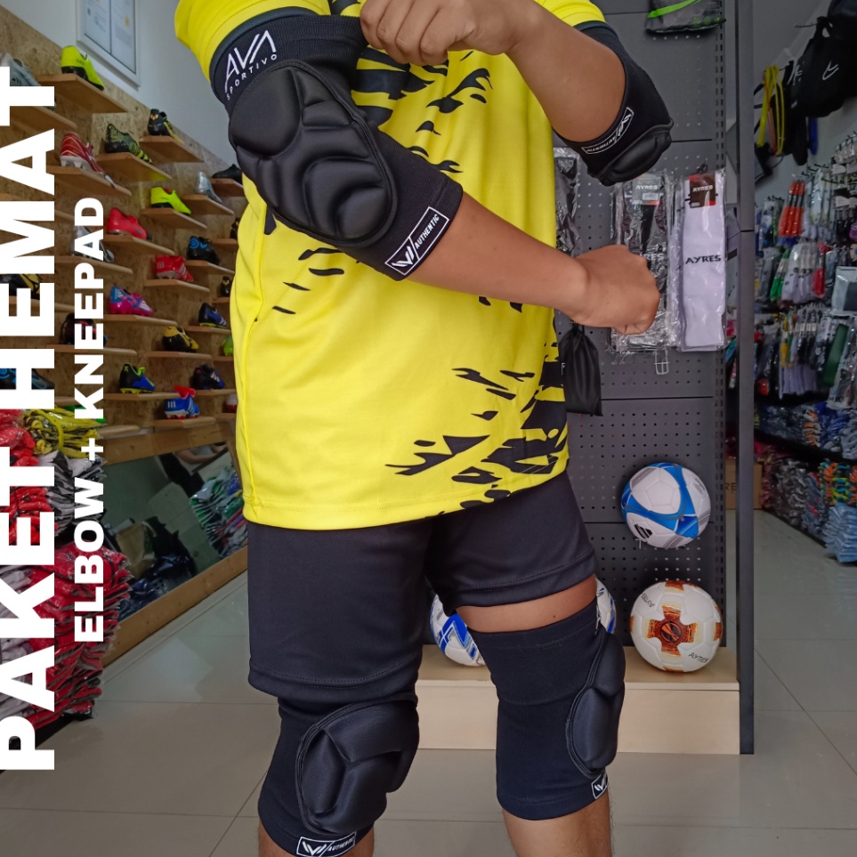 1 Paket Pelindung Siku Elbowpad Dan Kneepad Kniped Knee pad Pelindung Lutut Olahraga Futsal Sepakbol