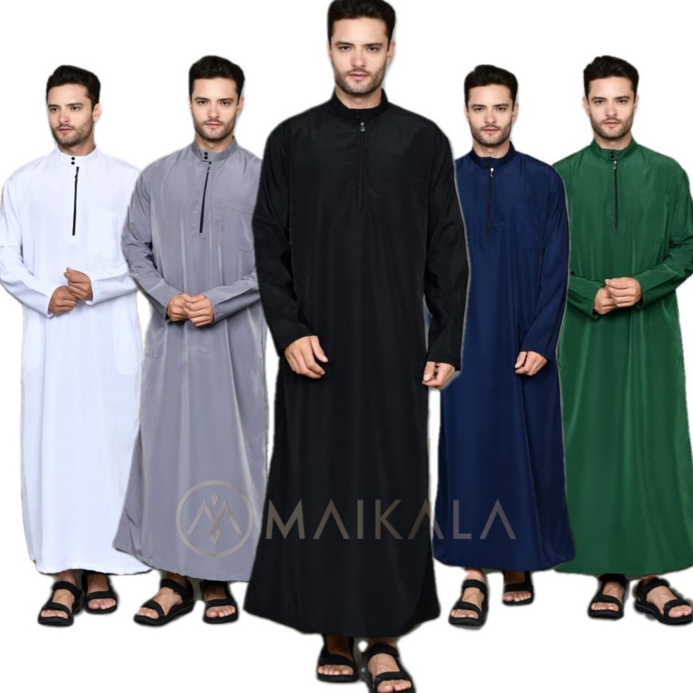 Star 99 Baju Jubah Pria Model Arab Saudi Polos Modern Slimfit Original Lengan Panjang Berkerah Warna