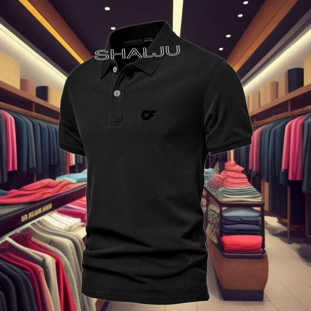 Kaos Poloshirt CF Tex Hitam/Baju Kaos Kerah Dewasa/T-shirt Poloshirt Pria Dan Wanita Model Terbaru