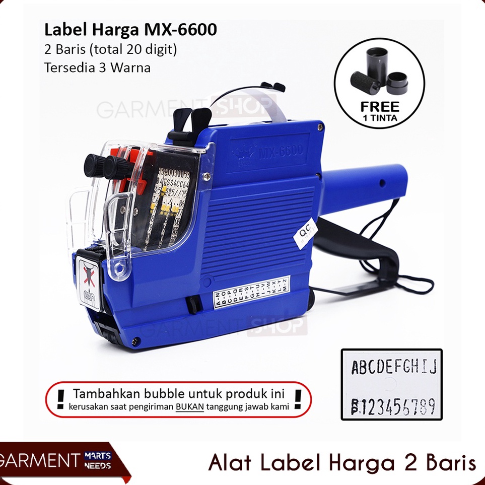

ART N79T Alat Label Harga 2 Baris 1 Digit Cetak Stiker Expired Huruf Angka MX 66 Labeller Tool