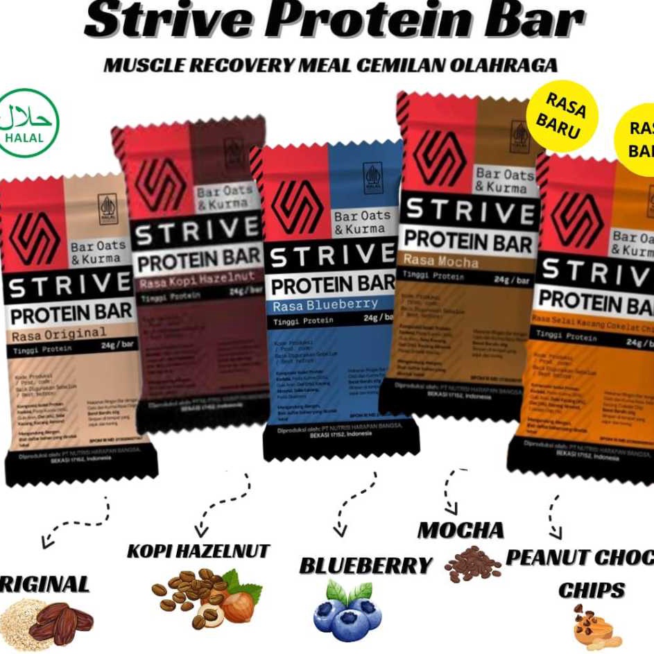 

Grosiran STRIVE Protein Bar Muscle Recovery otot pemulihan Meal Cemilan Olahraga Sehat