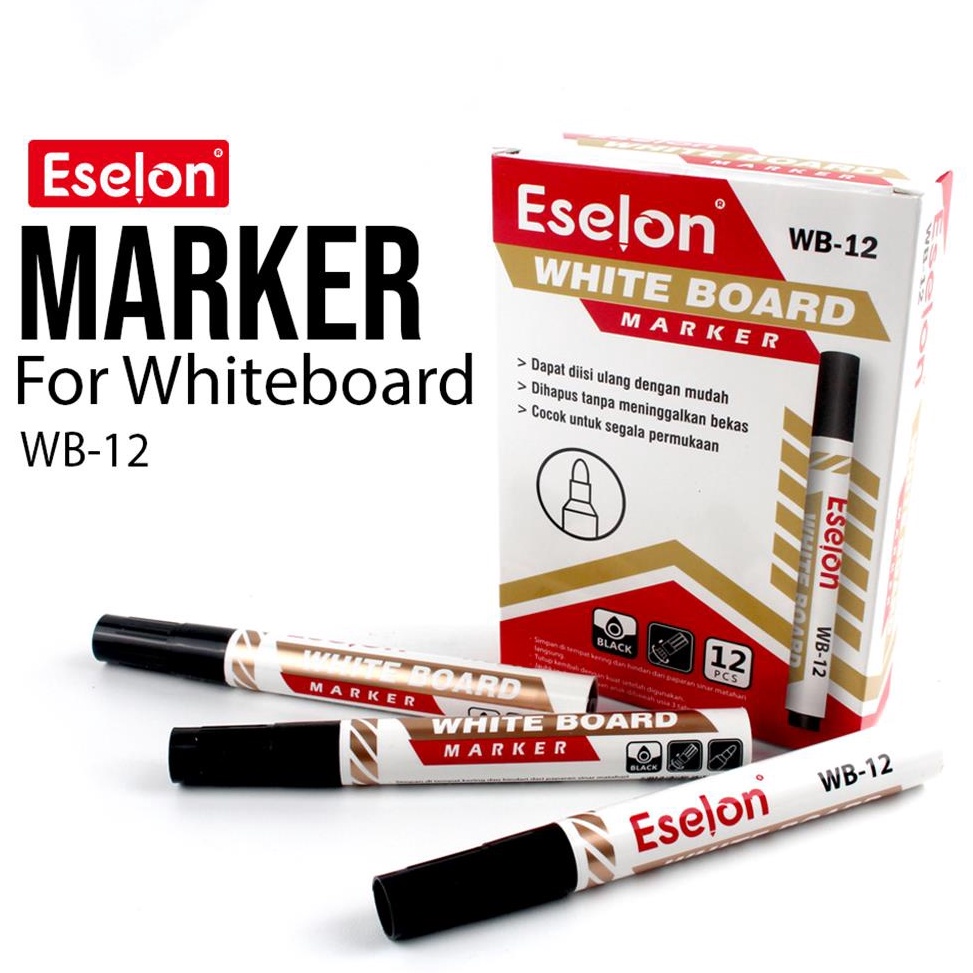 

ART U37P 12pcs Spidol Papan Whiteboard Eselon WB12 1pack Spidol BISA DIHAPUS