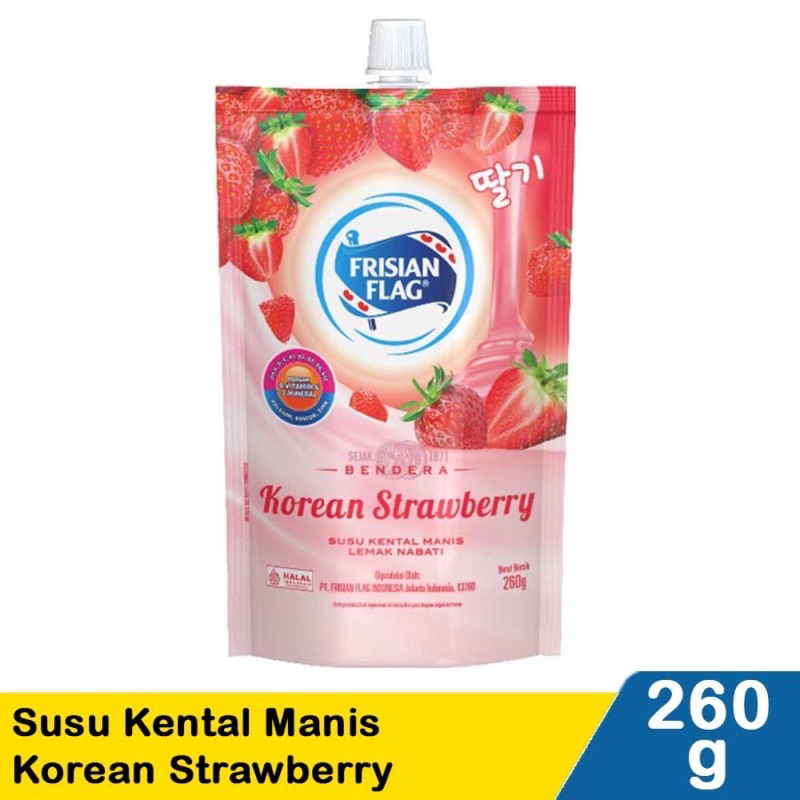 

Frisian Flag Bendera Kental Manis Korean Strawberry Pouch 260g SKM susu kental manis