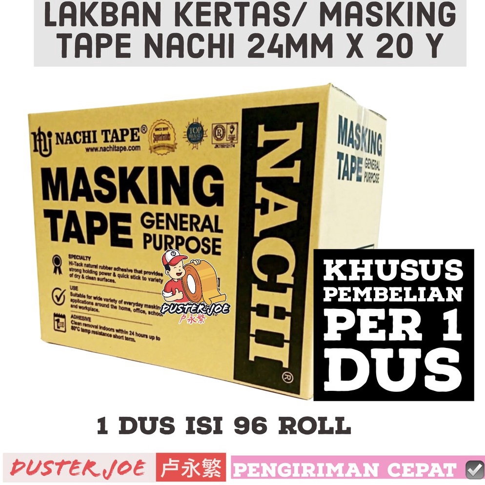 

ART U89K Lakban kertas Masking Nachi 1 inch 24mm 2 YARD PER 1 DUS