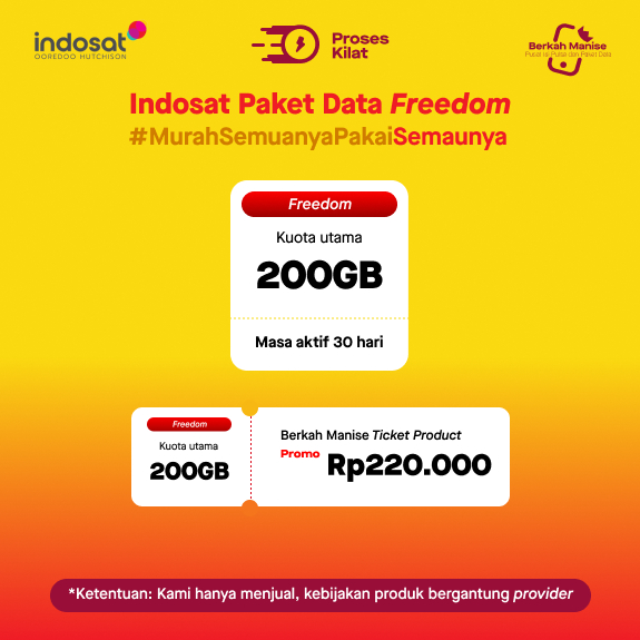 Indosat Paket Data Freedom 200GB
