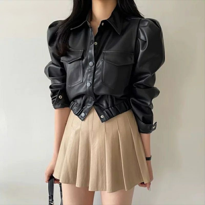 JAKET KULIT PU VINTAGE WANITA / GOTHIC STYLE LEATHER JACKET /