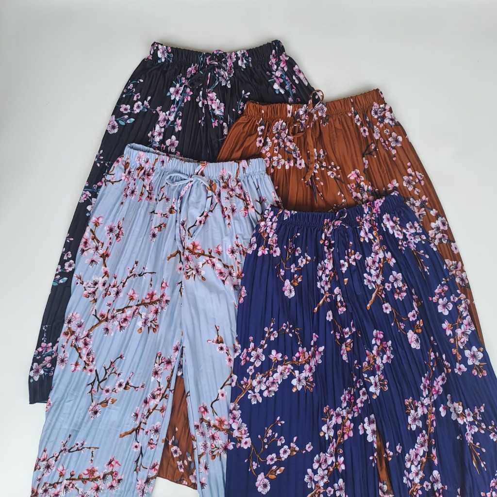 Celana Kulot Plisket Anak Motif Bunga Sakura Usia 3-10 Tahun//Celana Kulot Sakura//Celana Anak Prempuan