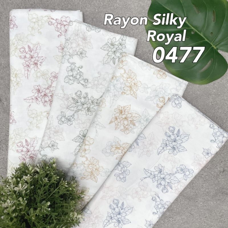Kain Rayon Silky Royal Motif Bunga 1/2M Rayon 0477 Premium gamis, dress dan kaftan Motif Bunga Kain 
