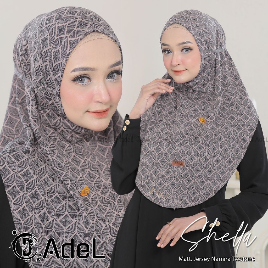 Hijab instan bergo shella original Adel (Bahan jersey namira 2tone)