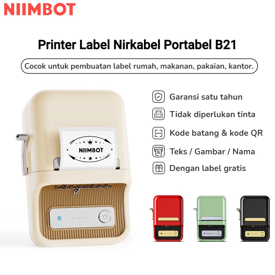 

KODE Y6C2 NIIMBOT B21 B1 Pencetak Label Termal Printer Label Portabel Bluetooth Tanpa Tinta dengan