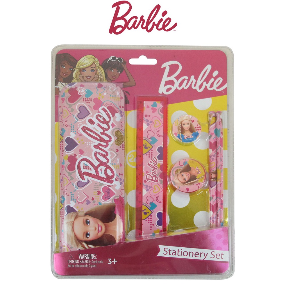 

KODE N9F4 BARBIE Stationery Set Alat Tulis Set Ori Penggaris Pensil Penghapus Serutan Pencil Case Karakter BB27