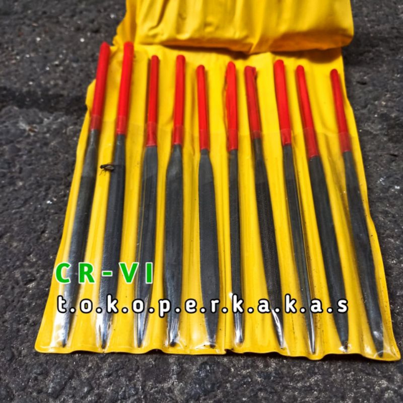 Kikir Besi mini 10 PCS Kikir Cap Buaya Kikir Pengasah Gergaji 3 × 140 Mm