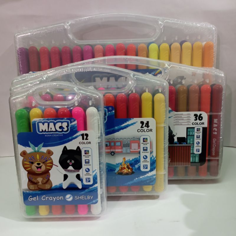 

HJK MACS GEL CRAYON 12,24,36,48 warna (semua media & dapat dihapus) / pcs