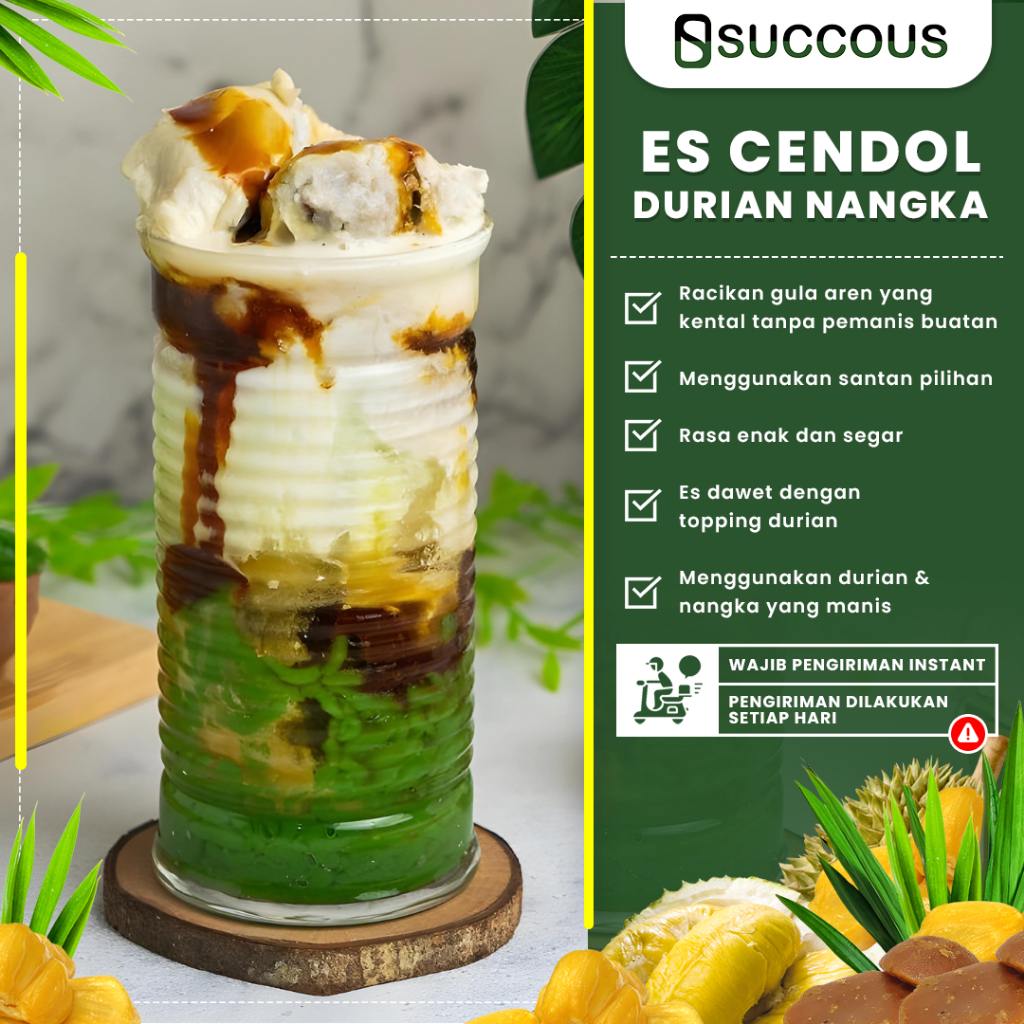 

Dawet Es Cendol Succous Topping Durian Nangka Gula Aren Asli Homemade Enak Menyegarkan Cup 16 Oz