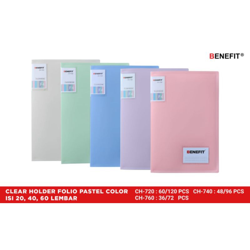 

map benefit warna pastel CH-740 F4 clear book 40lembar
