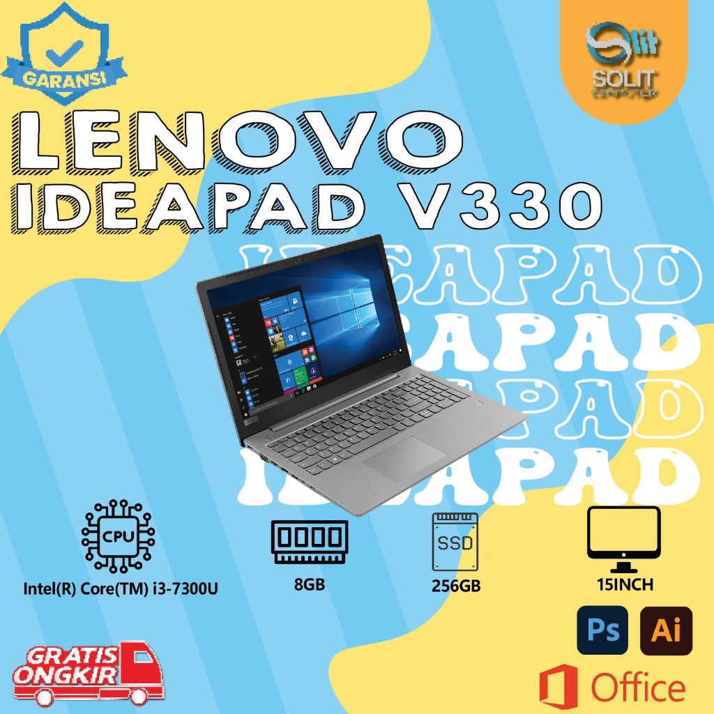 Lenovo Ideapad V330 Core I3 GEN 7 (RAM 8 GB SSD 256 GB) LAPTOP COCOK UNTUK DESAIN/EDITING
