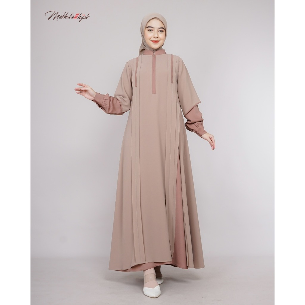 Mima Dress Gamis Wanita Cewek Simple Premium Elegan Original Kekinian Terbaru 2023 Makkata Hijab