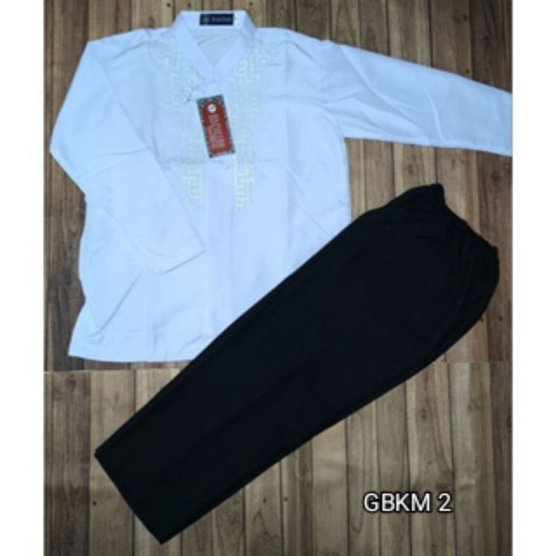 (GBKM) SETELAN BAJU KOKO ANAK HITAM PUTIH LENGAN PANJANG SETELAN ABDILLAH ANAK 5-15 TAHUN BAHAN KATU