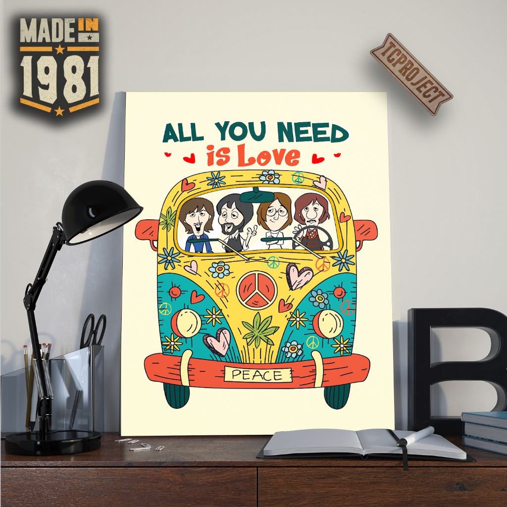 Poster The Beatles Musik Band - Hiasan dinding kayu  026