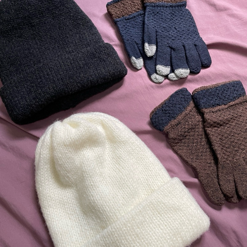 (COD Gosend) [CLEARANCE SALE] PAKET HEMAT 1 SET Beanie + Mittens HEAT TECH Sarung Tangan Bundle Prem