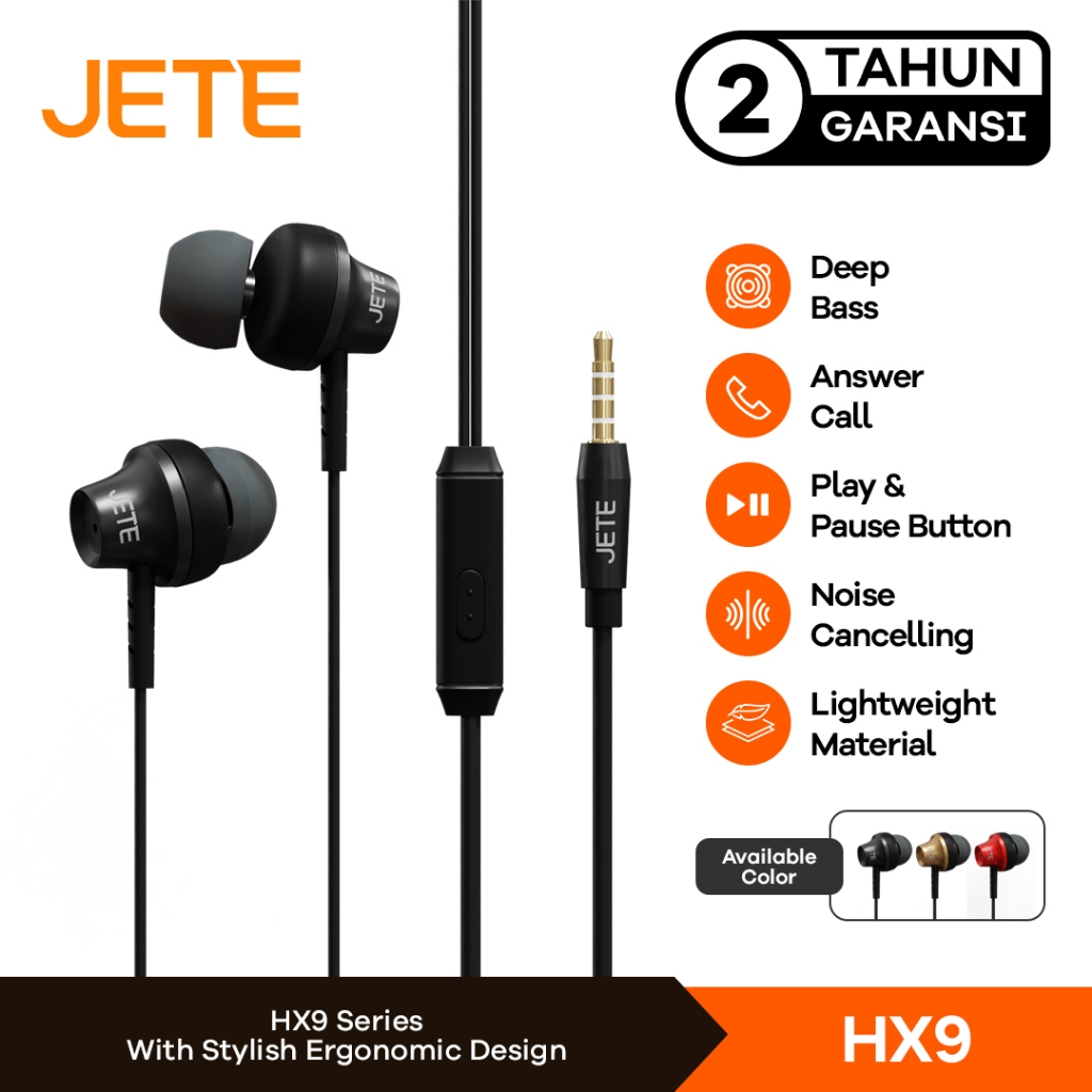 Headset Earphone Stereo JETE HX9 - Garansi 2 Tahun