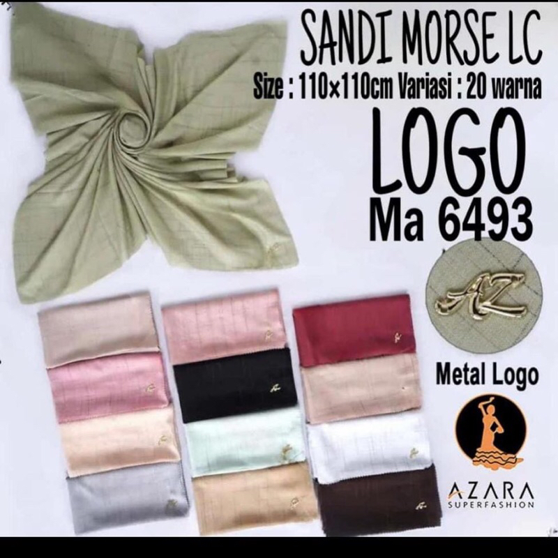 [Grosir 10pcs]Hijab Azara Scarf Sandi Morse Lc Metal logo Jilbab Segi Empat Voal Waffle Termurah Pol