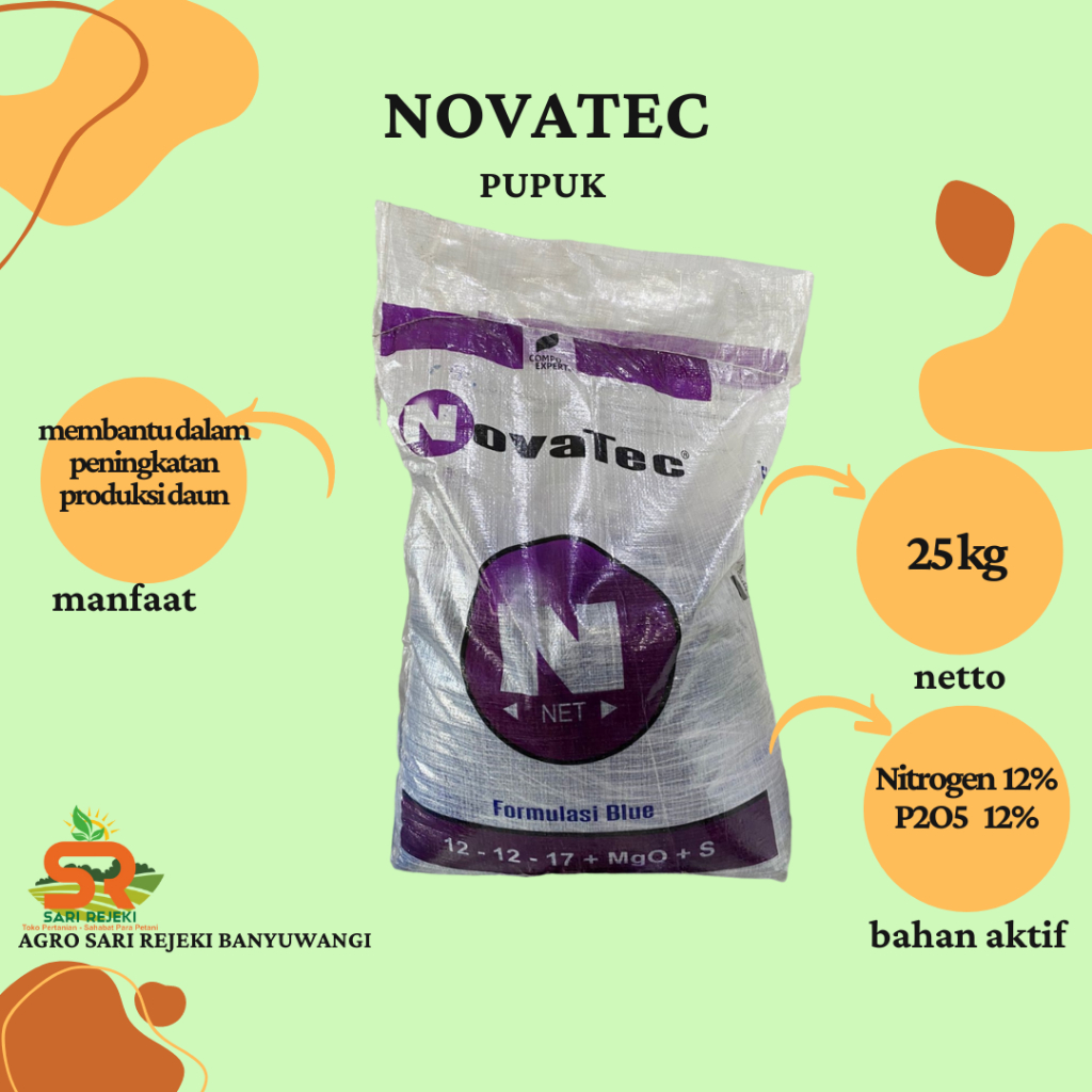 Pupuk NOVATEC 12-12-17+Mgo+S kemasan 25 Kg