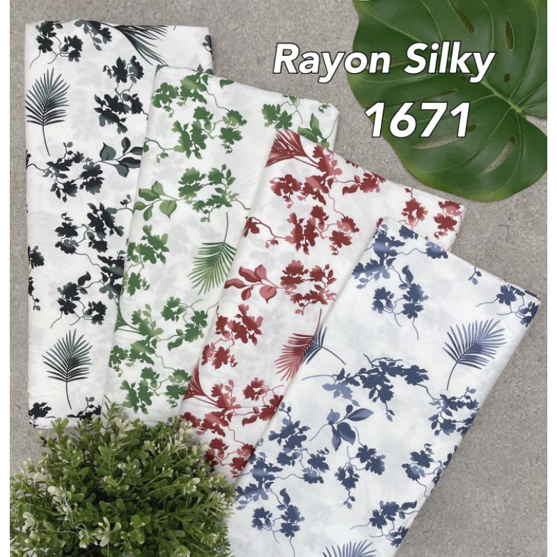 Kain Rayon Silky 1671 Premiun Per 1/2 Meter Katun Rayon Silky Premium Motif Bunga Rayon