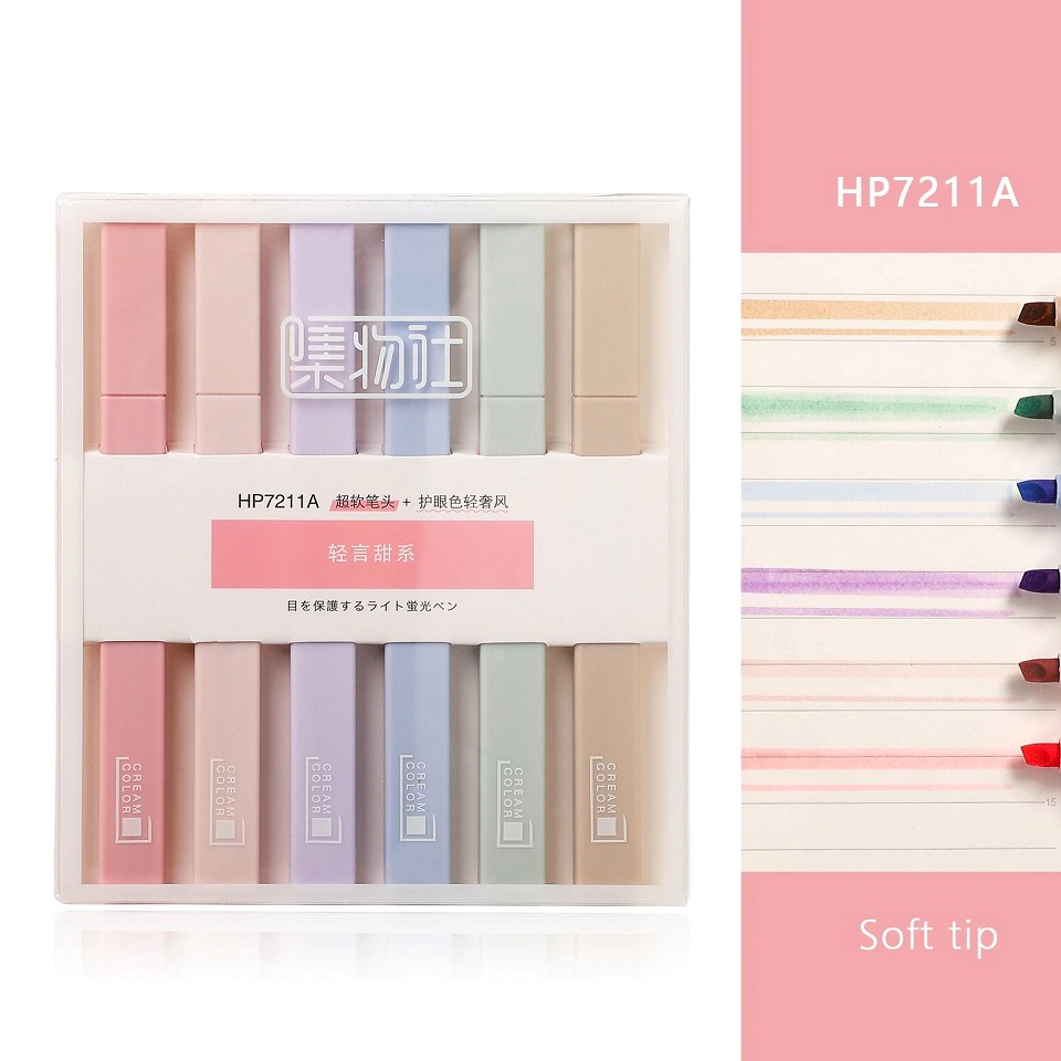 

KODE E6H3 6 PCS Highlighter Pastel Spidol Highlighter Warna Pastel 6 Pcs