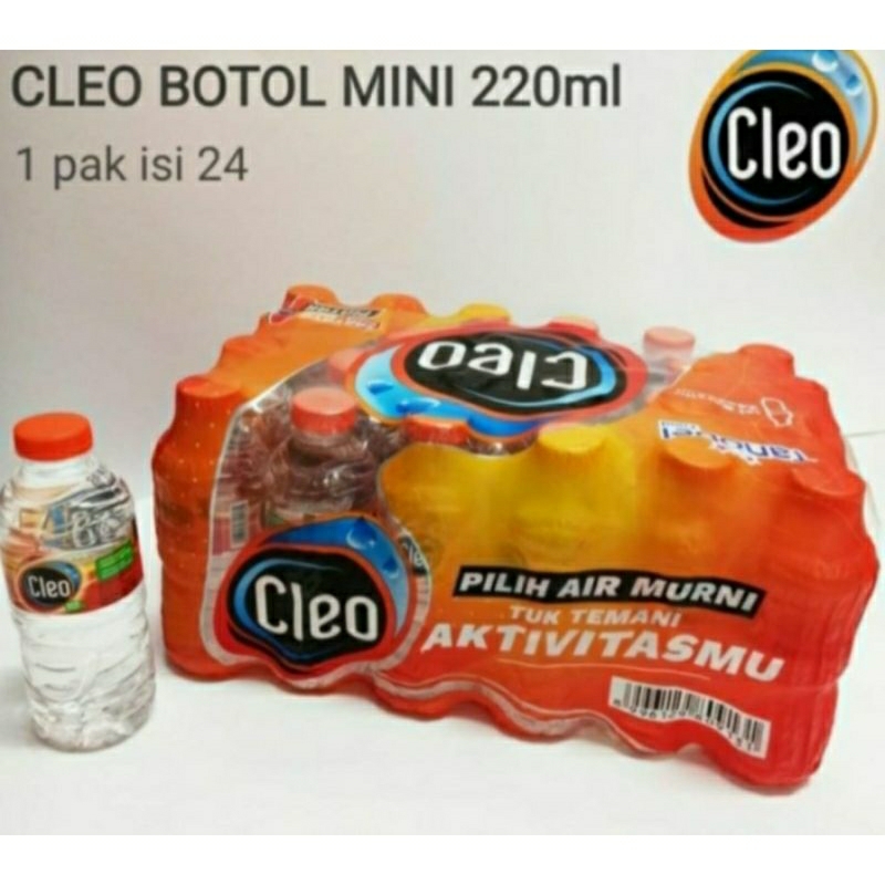 

air mineral cleo botol mini 220ml (1pack isi 24 botol)