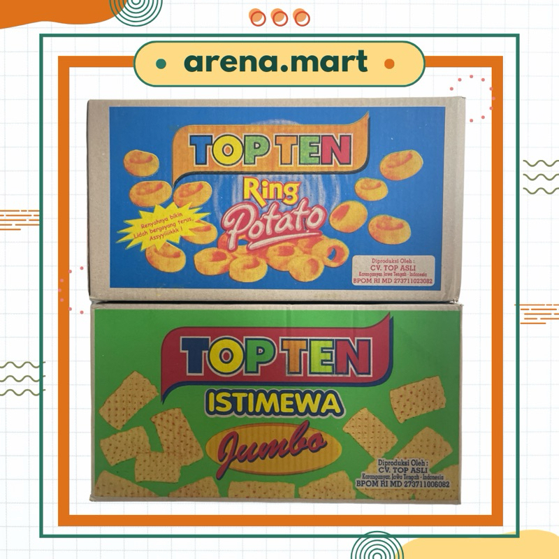 

Snack Chiki topten Ring potato top ten istimewa ciki topten 1 Dus isi 40 Pc