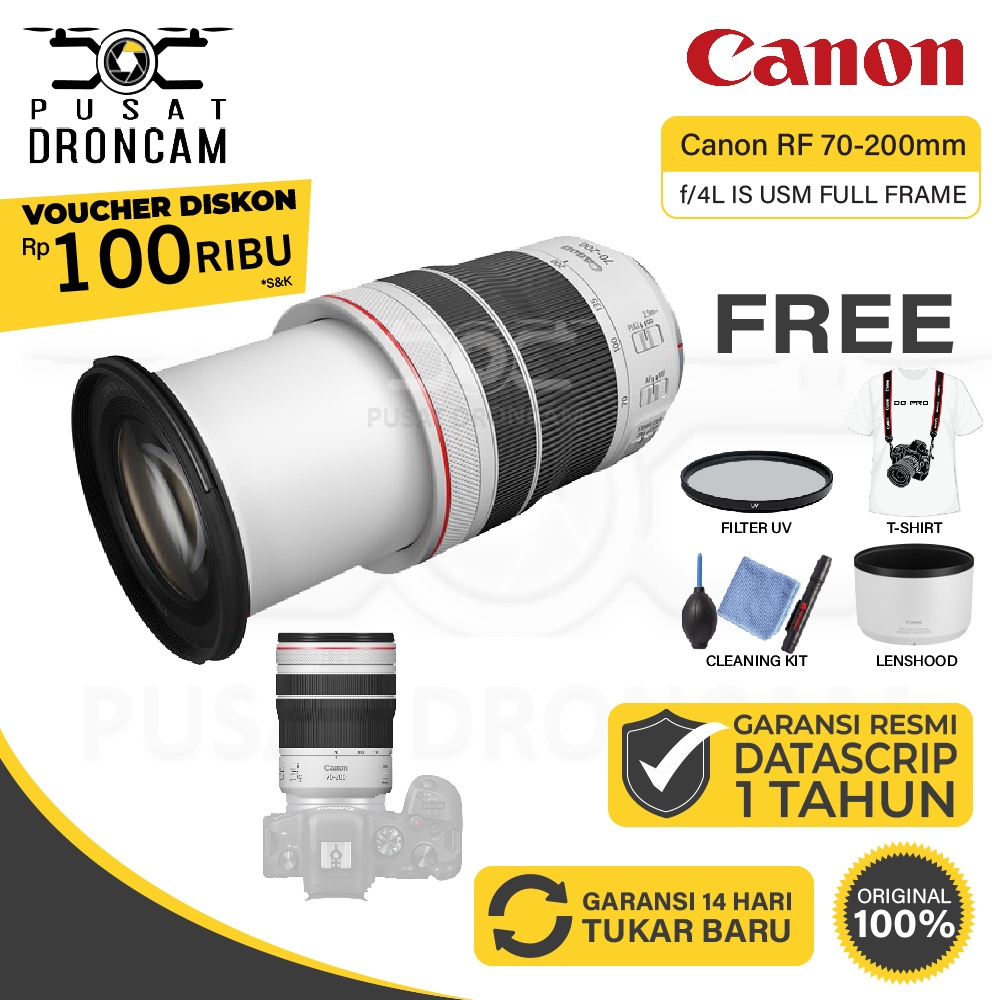 Canon RF 70-200mm f4 L IS USM / Lensa Canon RF 70-200mm f/4L IS USM Original Resmi