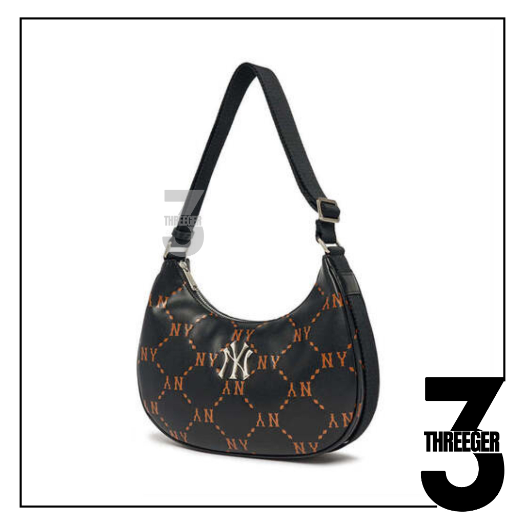 MLB NY Yankees  Embroidery Leather Hobo Bag Black Original