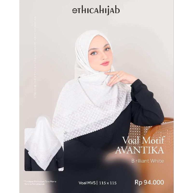 Ethica Hijab Voal Motif AVANTIKA BRILLIANT WHITE