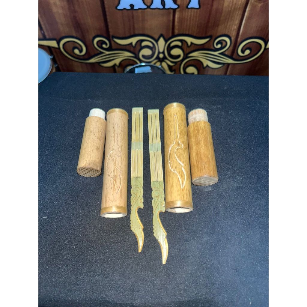 Karinding Ukir Kujang Plus Tempat  Bulat