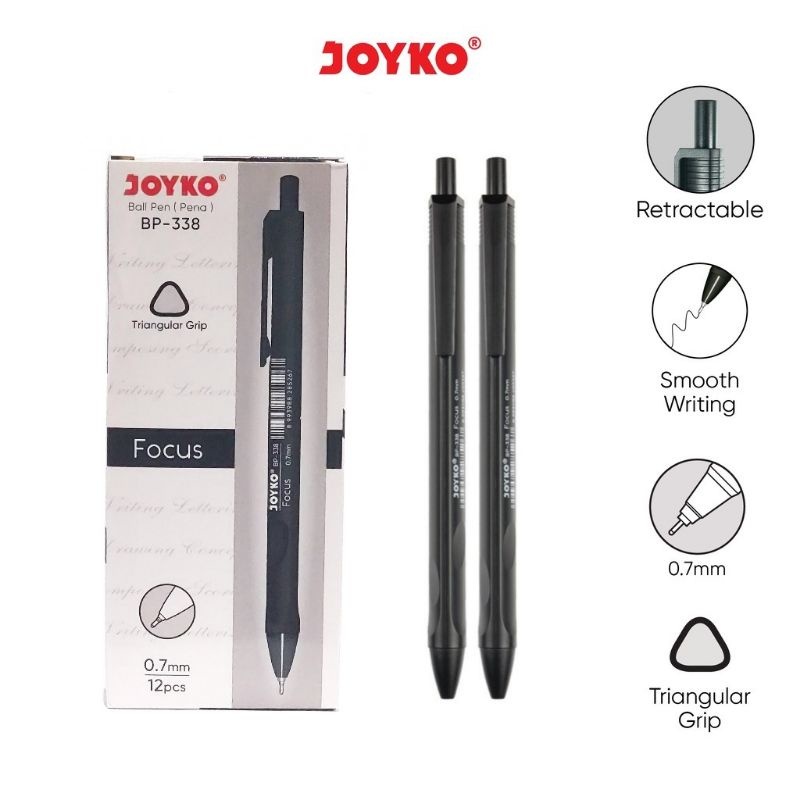 

Pulpen Joyko BP-338 Vocus 0.7 mm Ballpoint bolpen Hitam - Lusinan