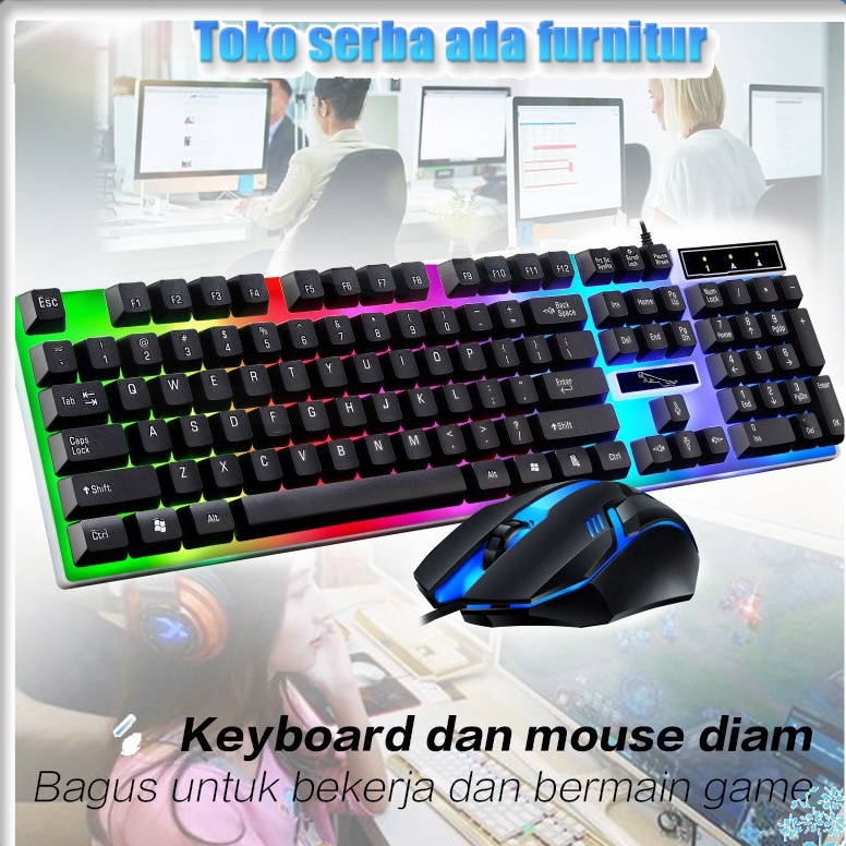 Paling Diminati bisa cod Paket Keyboard Gaming dan Mouse Set Mouse Dan Keycaps Mechanical Keyboard L