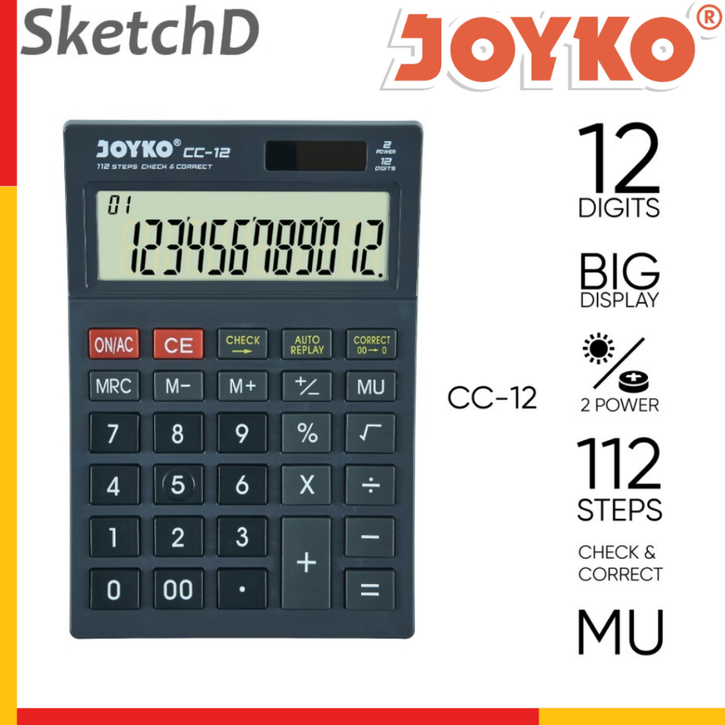 

Kalkulator sedang 12 digit Joyko Calculator CC 12 CH Check