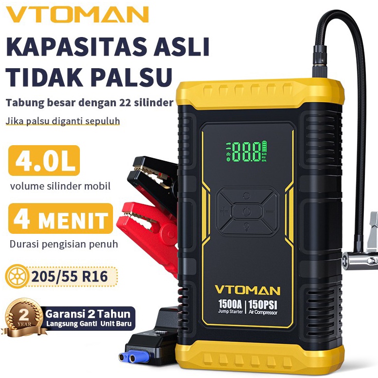 Tren Kekinian Vtoman X3 Pro Jump Starter Aki Mobil Motor PowerBank 1mah Jumper Aki Alat Jamper Aki P